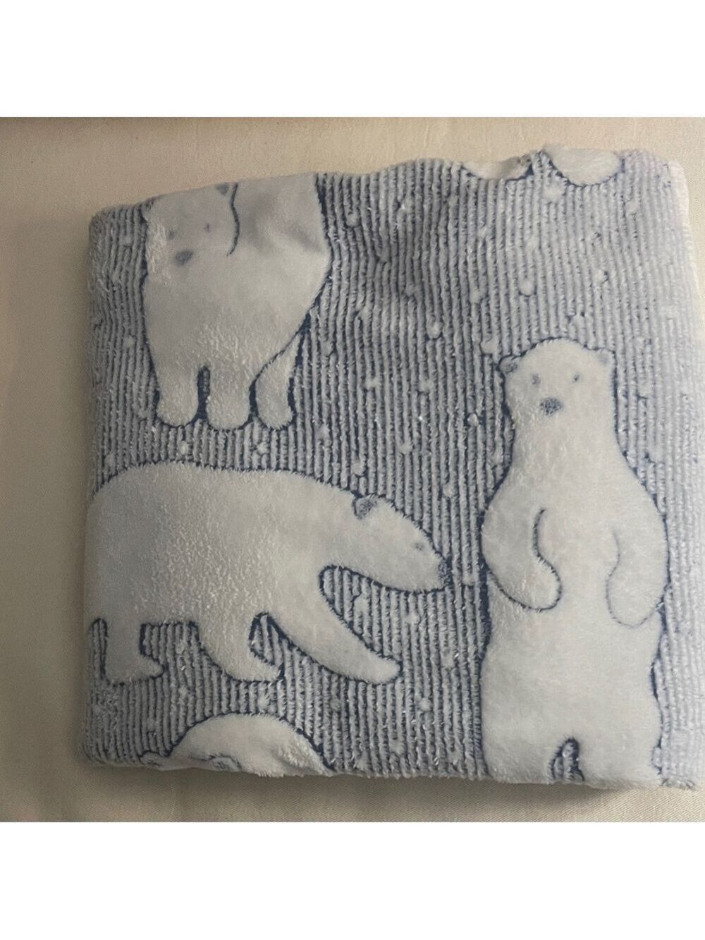 Polar Bear Patterned Blue and White throw